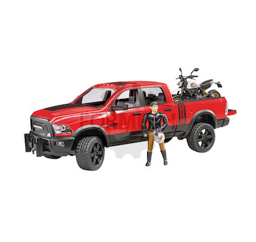RAM 2500 POWER vůz s motocyklem Scrambler Ducati Desert Sled + řidič