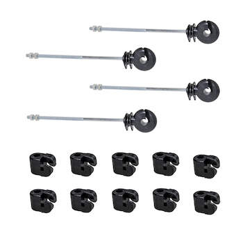 Sada 10 ks izolátorů s dlouhou podpěrou pro elektrický ohradník + malé nasouvací izolátory 40 ks