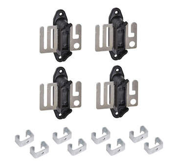 Sada multifunkční izolátory s destičkou + objímky na T-sloupky pro izolátory se závitem M6