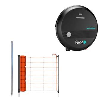 Sada ohradníku s vyztuženou elektrickou sítí pro ovce a kozy 90 cm – kombinovaný DUO zdroj 5 J