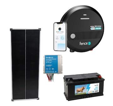 Sada solární elektrický LTE ohradník s výkonem 5 J, solární panel 100 W, regulátor a 12V baterie 95 Ah