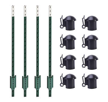 Sada T-sloupky pro elektrický ohradník 182 cm + krytky s izolátorem - 50 ks