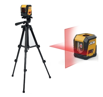 Samonivelační laserová vodováha s červeným křížem + stativ JCB