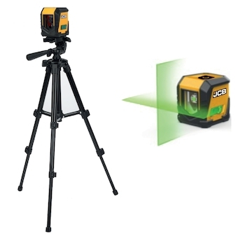 Samonivelační zelená křížová laserová vodováha + stativ JCB