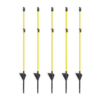 Sklolaminátové oválné tyčky pro ohradník 110 cm s nášlapem, hrotem a 2 izolátory - 10 ks