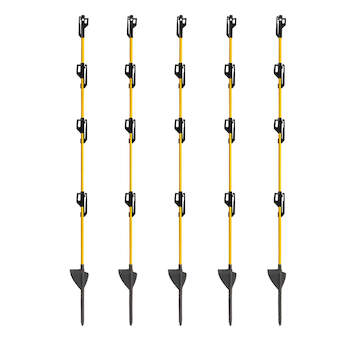 Sklolaminátový oválný sloupek pro elektrický ohradník 110 cm, nášlap a hrot, 4 izolátory - 10 ks
