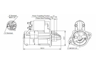 STARTÉR 12V / 1kW 10 zubů - ORIGINÁL MITSUBISHI