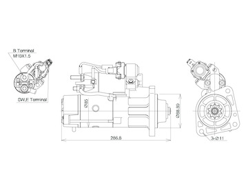 STARTÉR 24V / 5kW 10 zubů - ORIGINÁL MITSUBISHI