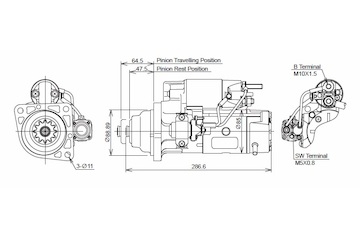 STARTÉR 24V / 5kW 12 zubů  - ORIGINÁL MITSUBISHI