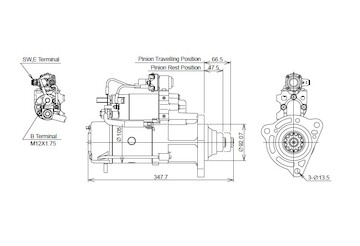 STARTÉR 24V / 7kW 12 zubů - ORIGINÁL MITSUBISHI