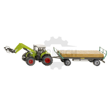 Traktor s nakladačem balíků a přívěsem