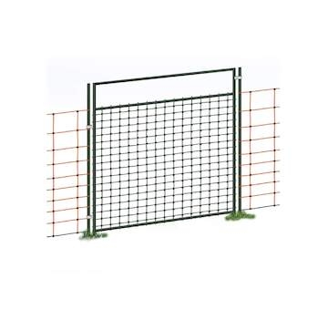 Vchodová branka k elektrické ohradníkové síti, výška 105 cm, šířka 86 cm, dvojitý hrot
