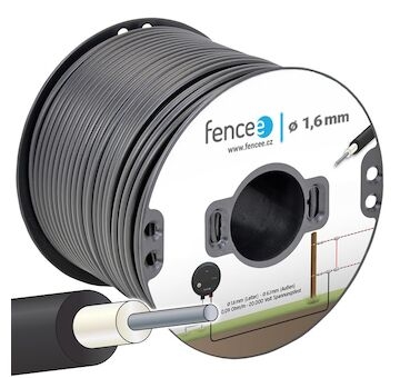 Vysokonapěťový hliníkový kabel s průměrem 1,6 mm pro elektrický ohradník - 1 m