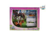 2 Pferde mit Jockey und Accessoires
