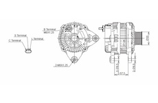 ALTERNÁTOR 12V / 110A + ŘEMENICE Ø55 7 DRÁŽEK - ORIGINÁL MITSUBISHI