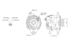ALTERNÁTOR 12V / 130A + ŘEMENICE Ø70 2 DRÁŽKY - ORIGINÁL MITSUBISHI