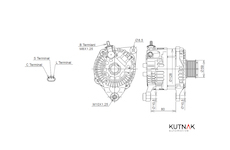 ALTERNÁTOR 12V / 150A + ŘEMENICE Ø59 7 DRÁŽEK - ORIGINÁL MITSUBISHI
