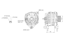 ALTERNÁTOR 12V / 150A + ŘEMENICE Ø60 6 DRÁŽEK - ORIGINÁL MITSUBISHI