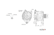 ALTERNÁTOR 12V / 150A + ŘEMENICE Ø59 7 DRÁŽEK - ORIGINÁL MITSUBISHI