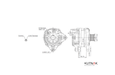 ALTERNÁTOR 12V / 185A + ŘEMENICE Ø49,1 7 DRÁŽEK - ORIGINÁL MITSUBISHI