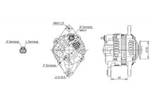 ALTERNÁTOR 12V / 80A + ŘEMENICE Ø70 1 DRÁŽKA - ORIGINÁL MITSUBISHI