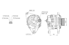 ALTERNÁTOR 12V / 90A + ŘEMENICE Ø65 6 DRÁŽEK - ORIGINÁL MITSUBISHI