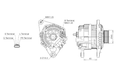 ALTERNÁTOR 12V / 95A + ŘEMENICE Ø65 6 DRÁŽEK - ORIGINÁL MITSUBISHI