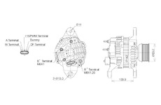 ALTERNÁTOR 24V / 130A + ŘEMENICE Ø83,2 8 DRÁŽEK - ORIGINÁL MITSUBISHI