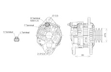 ALTERNÁTOR 24V / 50A + ŘEMENICE &Oslash;75 2 DRÁŽKY - ORIGINÁL MITSUBISHI
