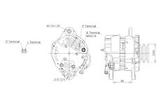 ALTERNÁTOR 24V / 50A + ŘEMENICE Ø80 2 DRÁŽKY - ORIGINÁL MITSUBISHI