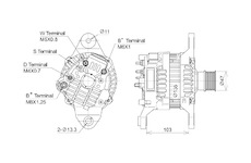 ALTERNÁTOR 24V / 80A + ŘEMENICE Ø47 6 DRÁŽEK- ORIGINÁL MITSUBISHI