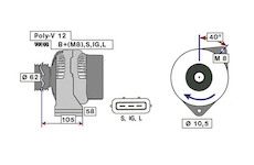 ALTERNÁTOR 24V / 90A + ŘEMENICE Ø62 12 DRÁŽEK (motor: CURSOR)