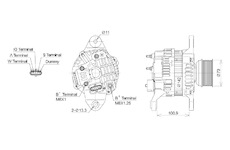 ALTERNÁTOR 24V / 90A + ŘEMENICE Ø73 8 DRÁŽEK - ORIGINÁL MITSUBISHI
