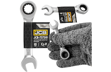 JCB Očkoplochý klíč 10 mm s ráčnou, krátký