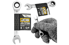 JCB Očkoplochý klíč 8 mm s ráčnou, krátký