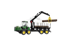John Deere 1210E vyvážecí souprava Se 4-mi kmeny a manipulačním ramenem s čelistmi