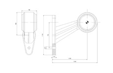 LED OBRYSOVÁ SVÍTILNA ČERVENO-ČIRÁ NA PRYŽOVÉM RAMENI + 0,5 m KABEL 
