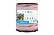 Páska pro elektrický ohradník, šířka 40 mm, bílo-červená, 200 m, 0,2 Ω/m