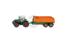 Traktor mit Hakenliftfahrgestell und Mulde Fendt